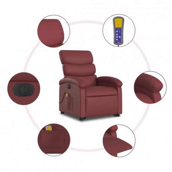 Fauteuil inclinable de massage électrique rouge bordeaux