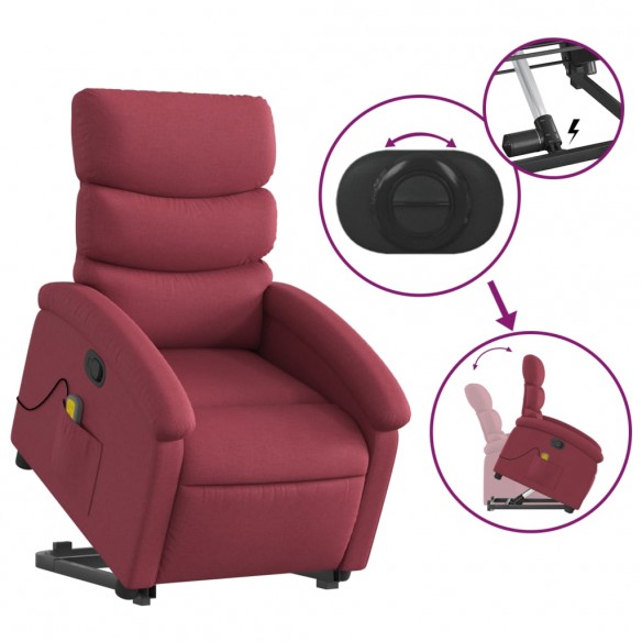 Fauteuil inclinable de massage Rouge bordeaux Tissu