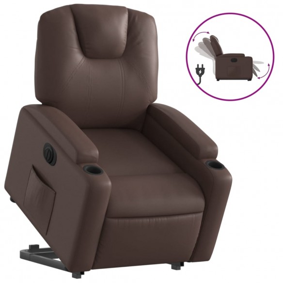 Fauteuil inclinable électrique marron similicuir