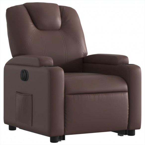 Fauteuil inclinable électrique marron similicuir