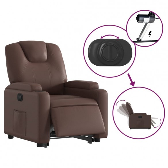 Fauteuil inclinable électrique marron similicuir