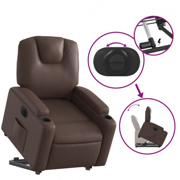 Fauteuil inclinable électrique marron similicuir