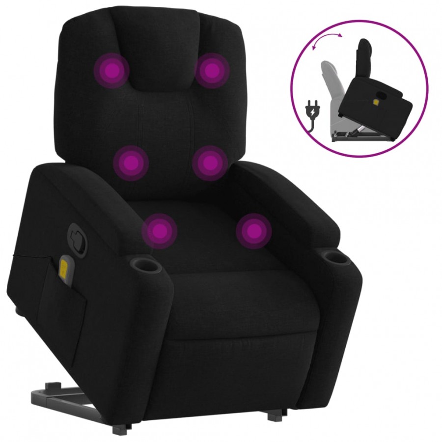 Fauteuil de massage inclinable Noir Tissu