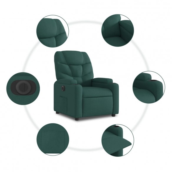 Fauteuil inclinable électrique vert foncé tissu