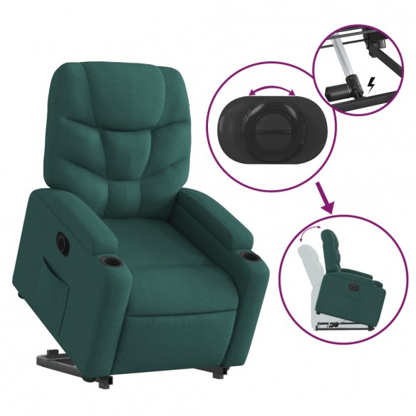 Fauteuil inclinable électrique vert foncé tissu