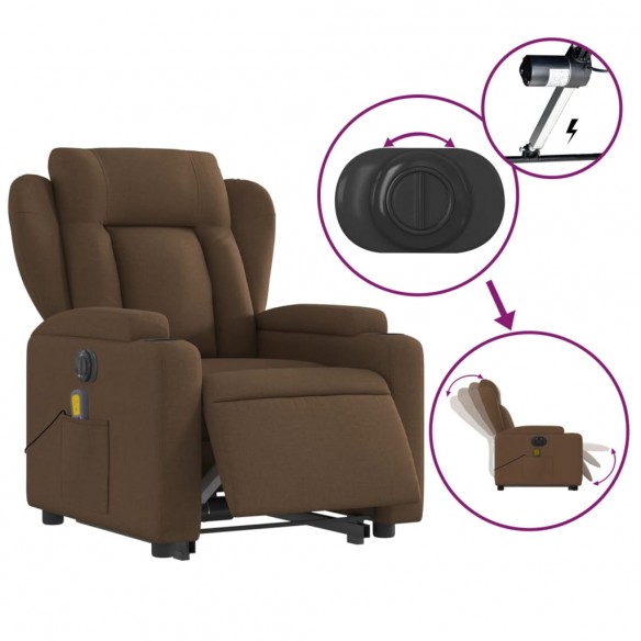 Fauteuil inclinable de massage électrique Marron Tissu