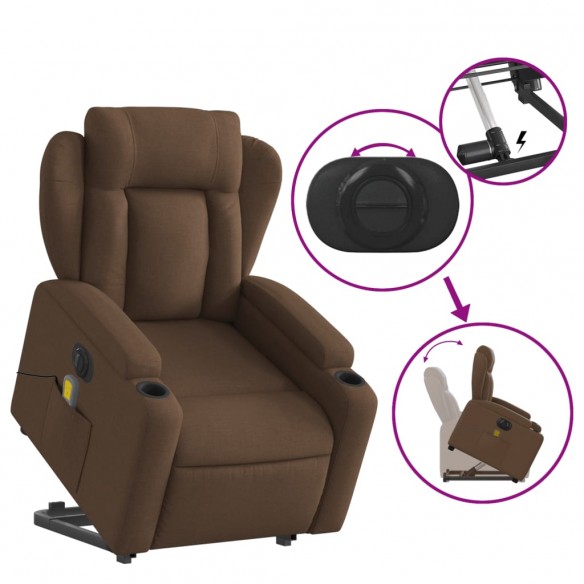 Fauteuil inclinable de massage électrique Marron Tissu