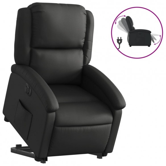 Fauteuil inclinable électrique noir cuir véritable