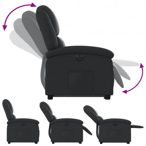 Fauteuil inclinable électrique noir cuir véritable