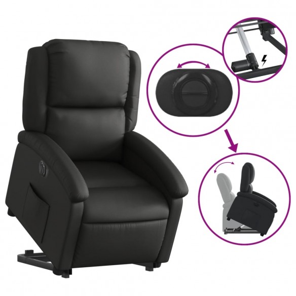 Fauteuil inclinable électrique noir cuir véritable