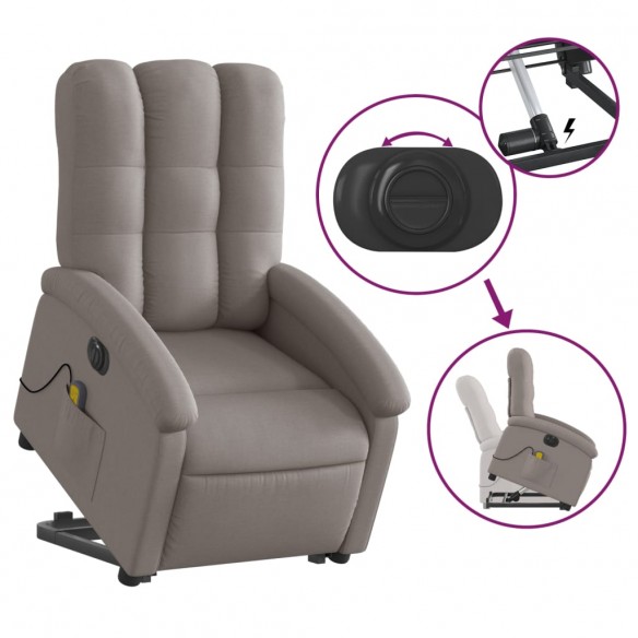 Fauteuil inclinable de massage électrique Taupe Tissu