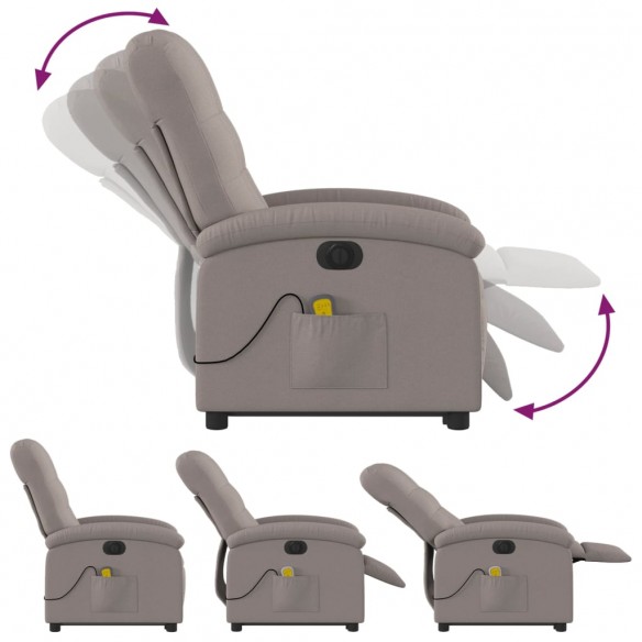 Fauteuil inclinable de massage électrique Taupe Tissu