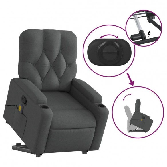 Fauteuil de massage inclinable Gris foncé Tissu