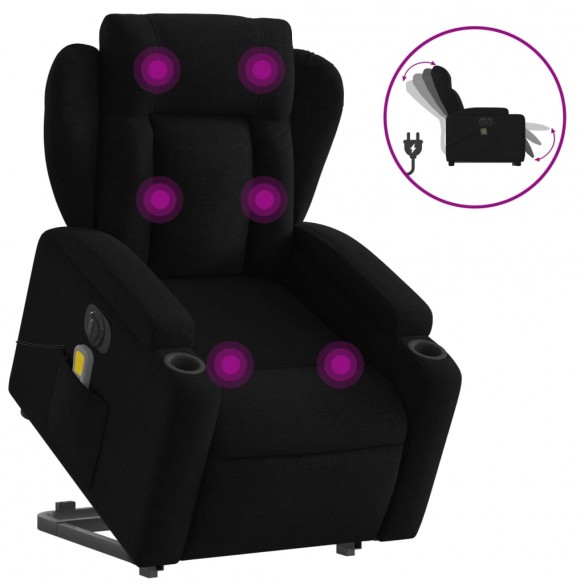 Fauteuil inclinable de massage électrique Noir Tissu