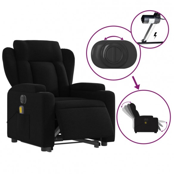 Fauteuil inclinable de massage électrique Noir Tissu