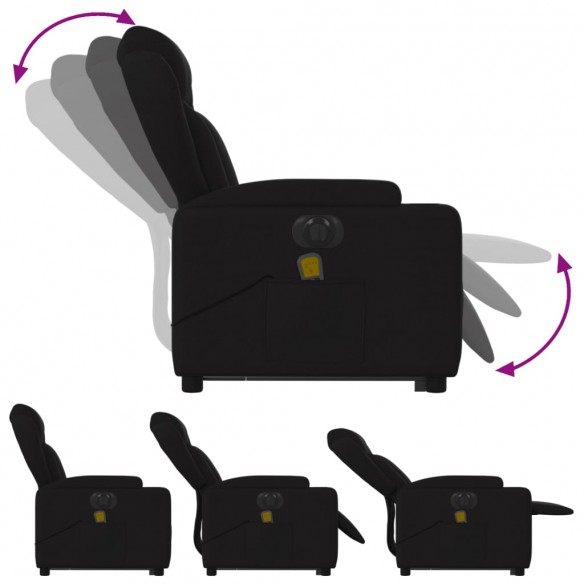 Fauteuil inclinable de massage électrique Noir Tissu