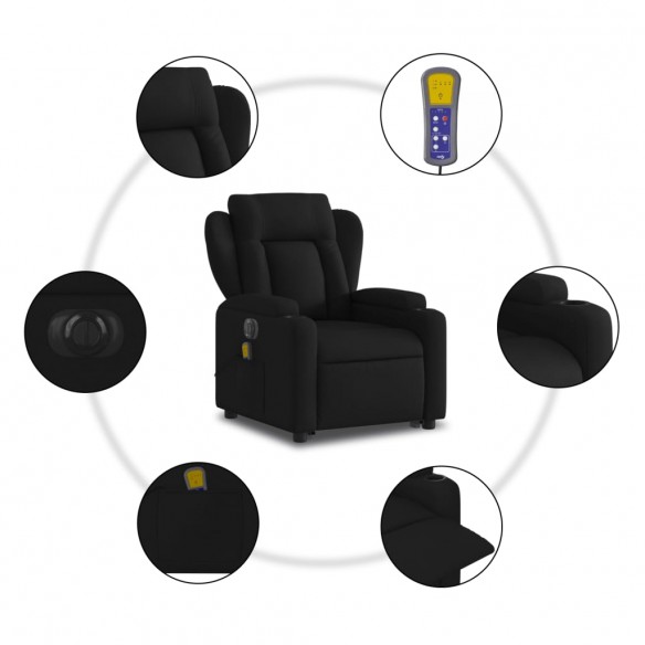 Fauteuil inclinable de massage électrique Noir Tissu