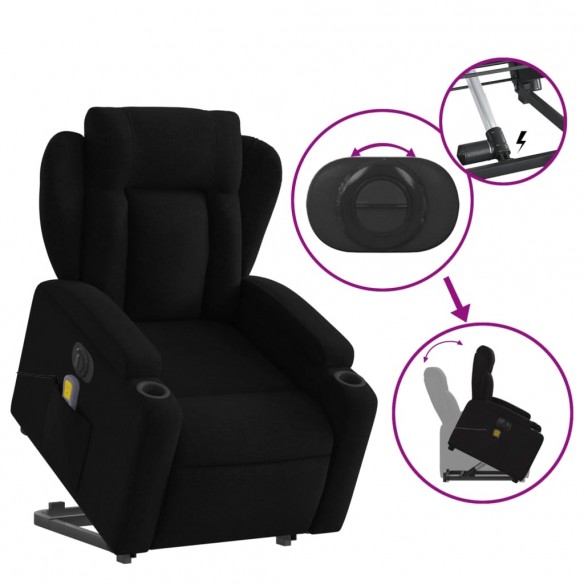 Fauteuil inclinable de massage électrique Noir Tissu