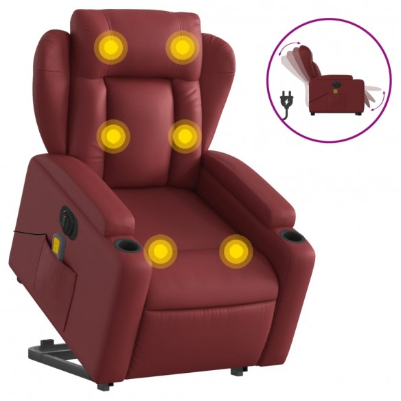 Fauteuil inclinable de massage électrique rouge bordeaux