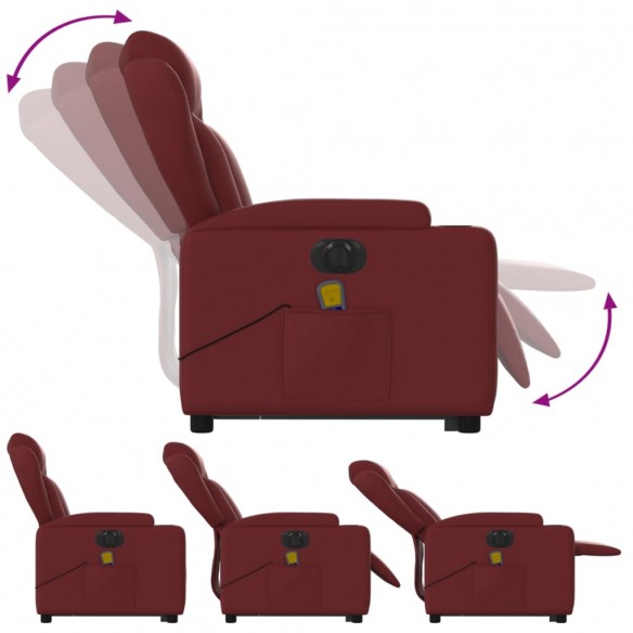 Fauteuil inclinable de massage électrique rouge bordeaux