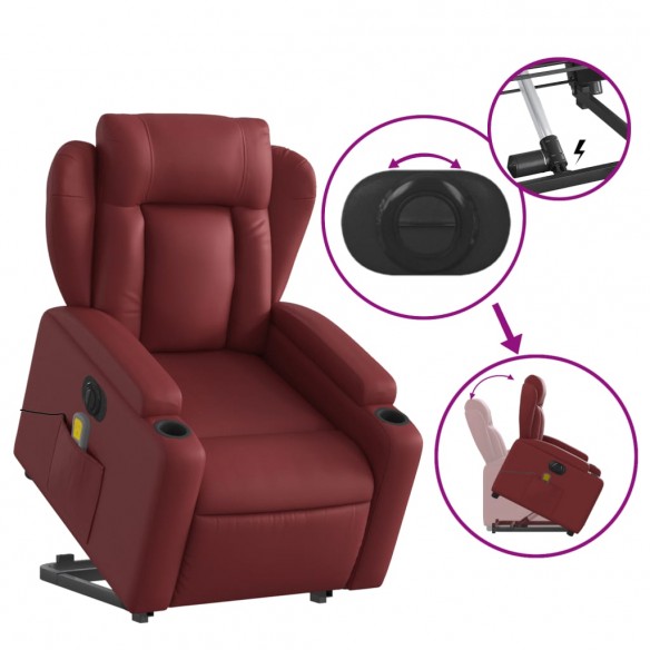 Fauteuil inclinable de massage électrique rouge bordeaux