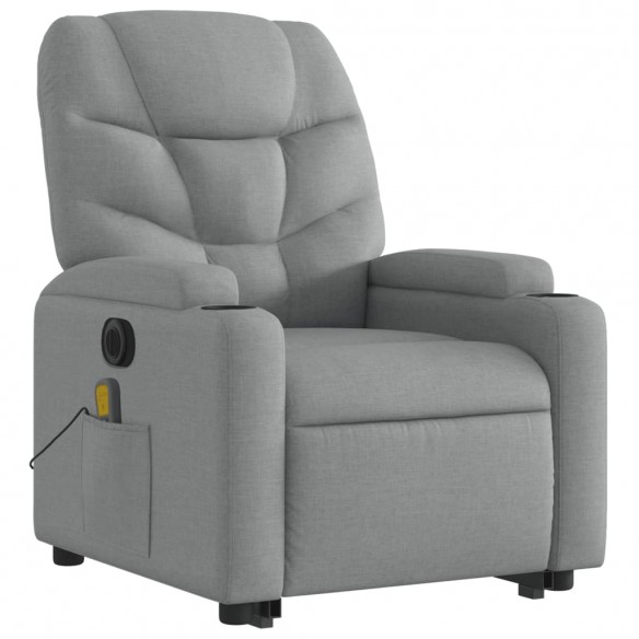 Fauteuil inclinable de massage électrique Gris clair Tissu