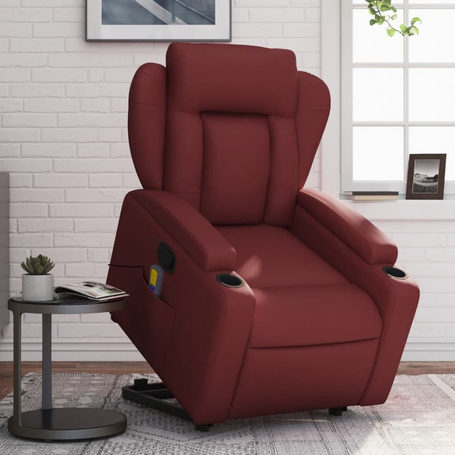 Fauteuil inclinable de massage Rouge bordeaux Similicuir