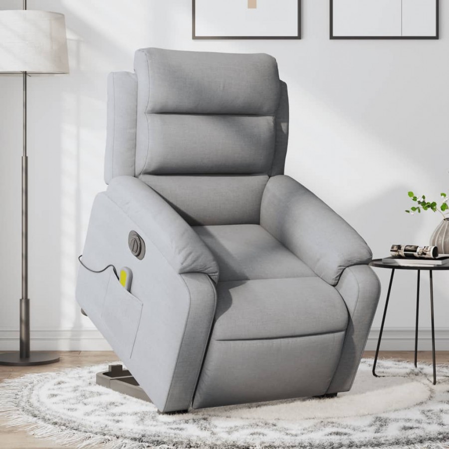 Fauteuil inclinable de massage électrique Gris clair Tissu