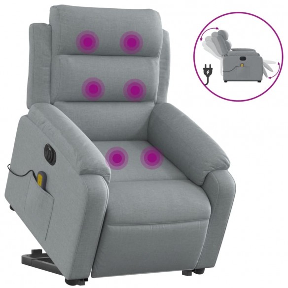 Fauteuil inclinable de massage électrique Gris clair Tissu