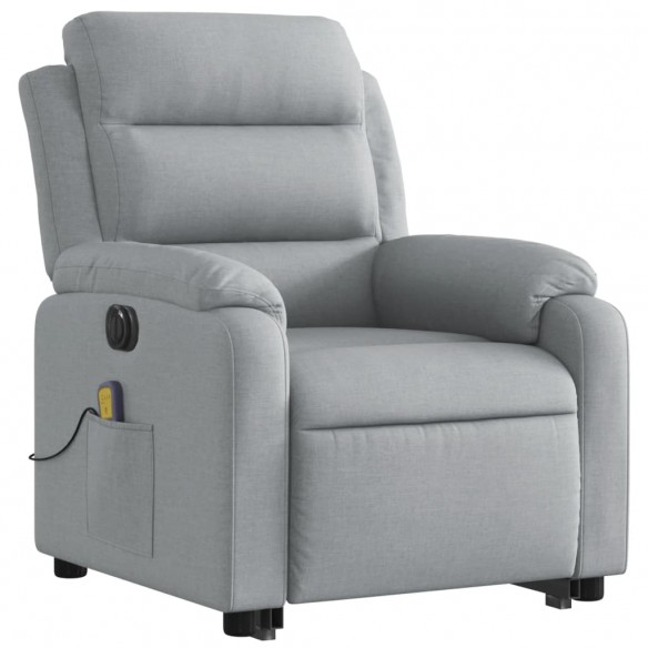 Fauteuil inclinable de massage électrique Gris clair Tissu