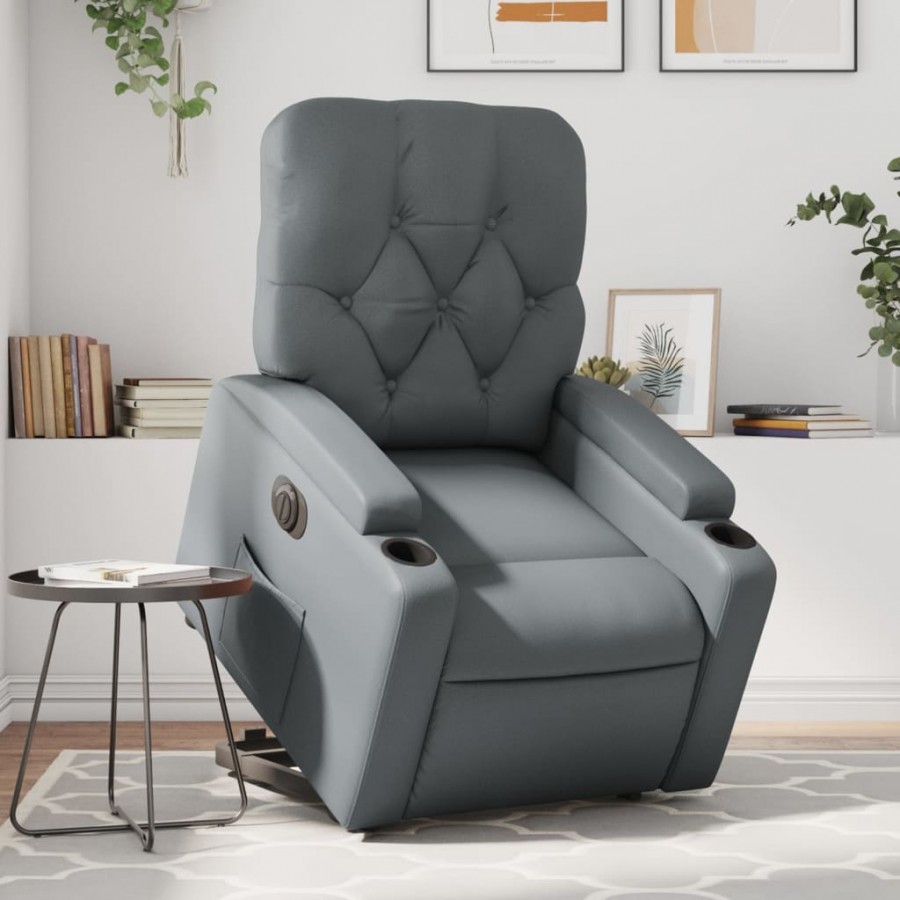 Fauteuil inclinable électrique gris similicuir