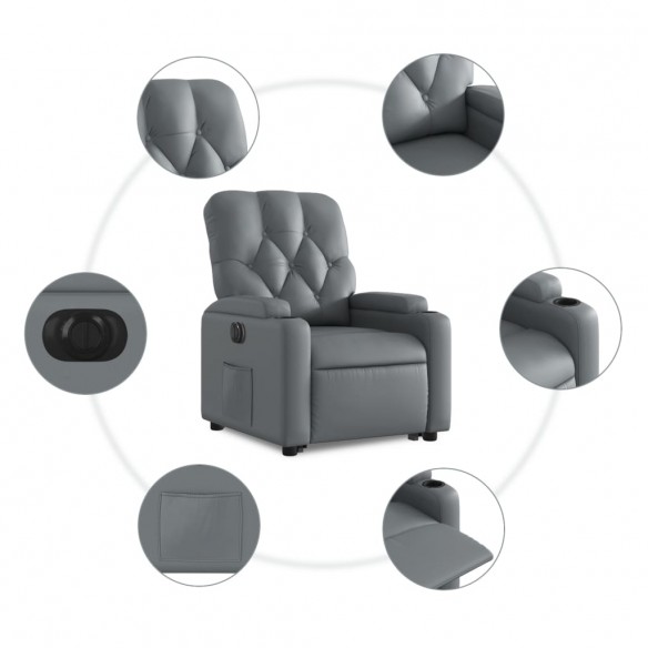 Fauteuil inclinable électrique gris similicuir