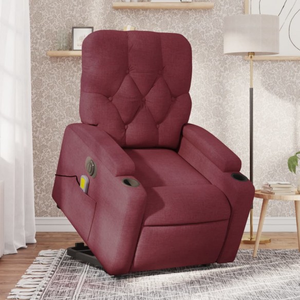 Fauteuil inclinable de massage électrique Rouge bordeaux Tissu