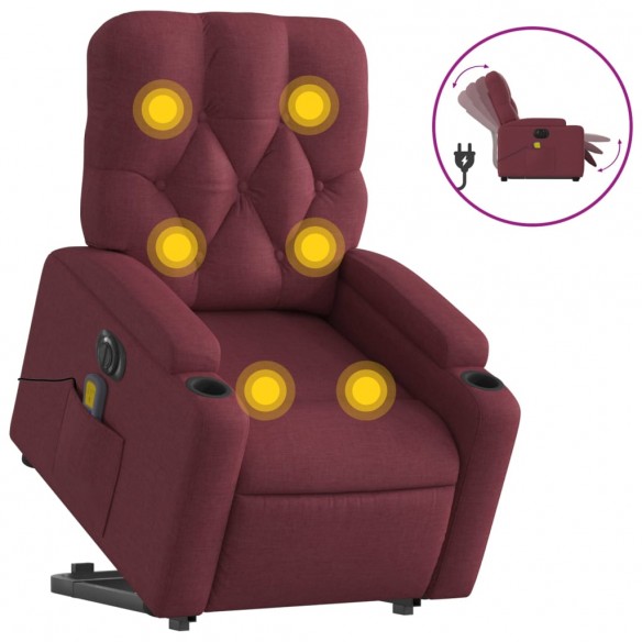 Fauteuil inclinable de massage électrique Rouge bordeaux Tissu