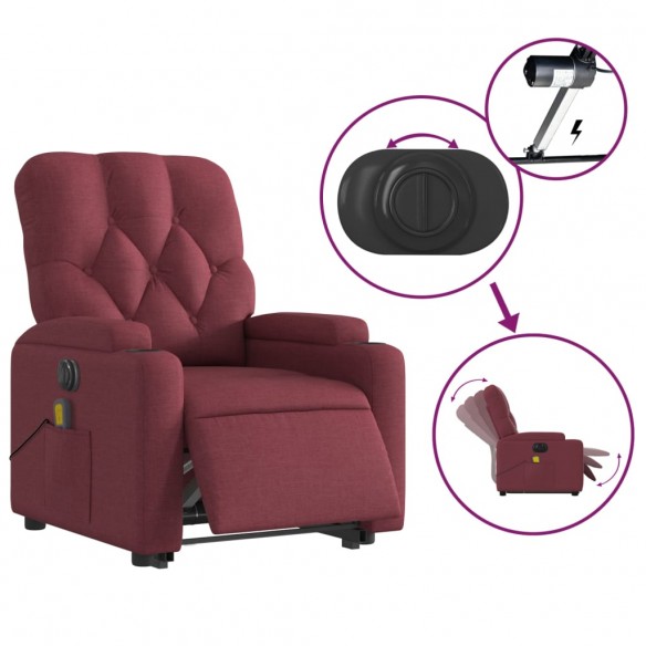 Fauteuil inclinable de massage électrique Rouge bordeaux Tissu