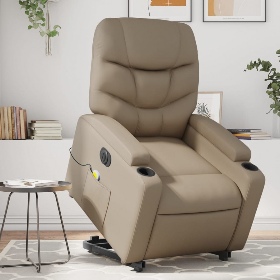 Fauteuil inclinable de massage électrique cappuccino similicuir