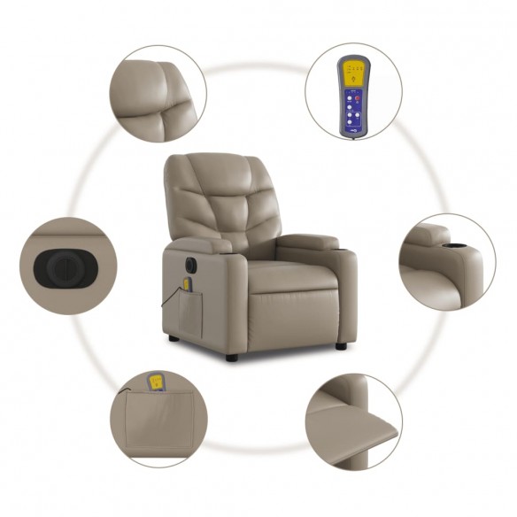 Fauteuil inclinable de massage électrique cappuccino similicuir