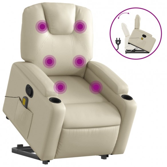 Fauteuil inclinable de massage Crème Similicuir