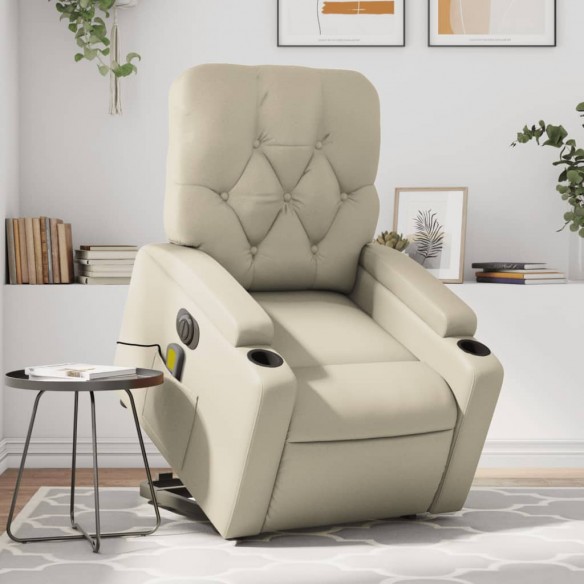 Fauteuil inclinable de massage électrique crème similicuir