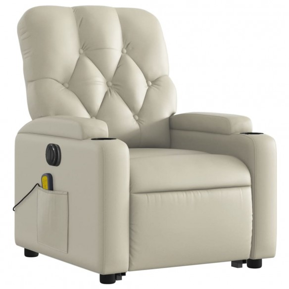 Fauteuil inclinable de massage électrique crème similicuir