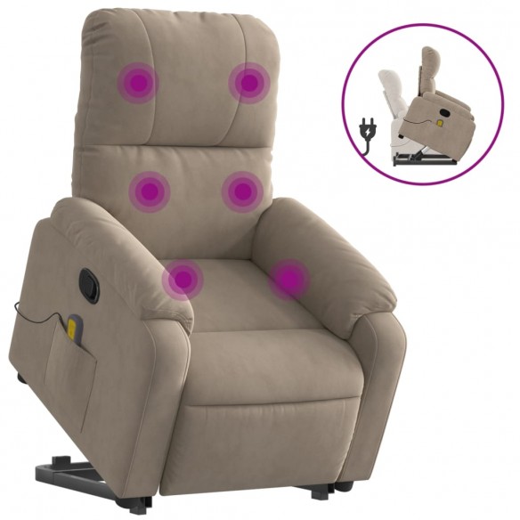 Fauteuil inclinable de massage taupe tissu microfibre