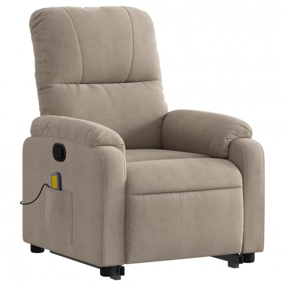 Fauteuil inclinable de massage taupe tissu microfibre