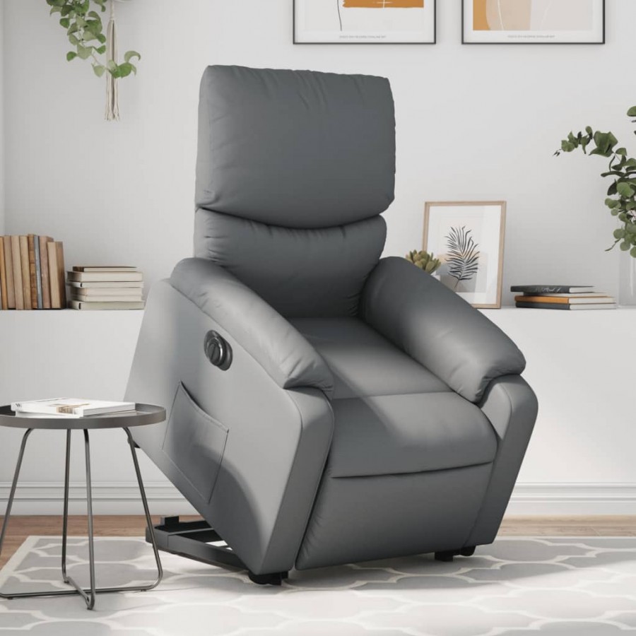 Fauteuil inclinable électrique gris similicuir