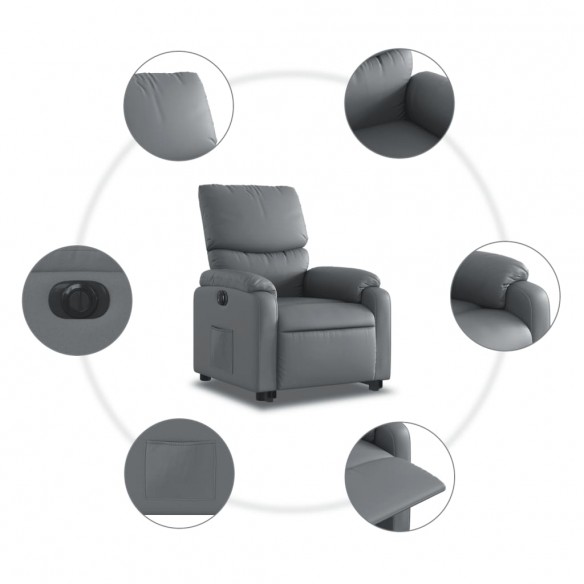 Fauteuil inclinable électrique gris similicuir