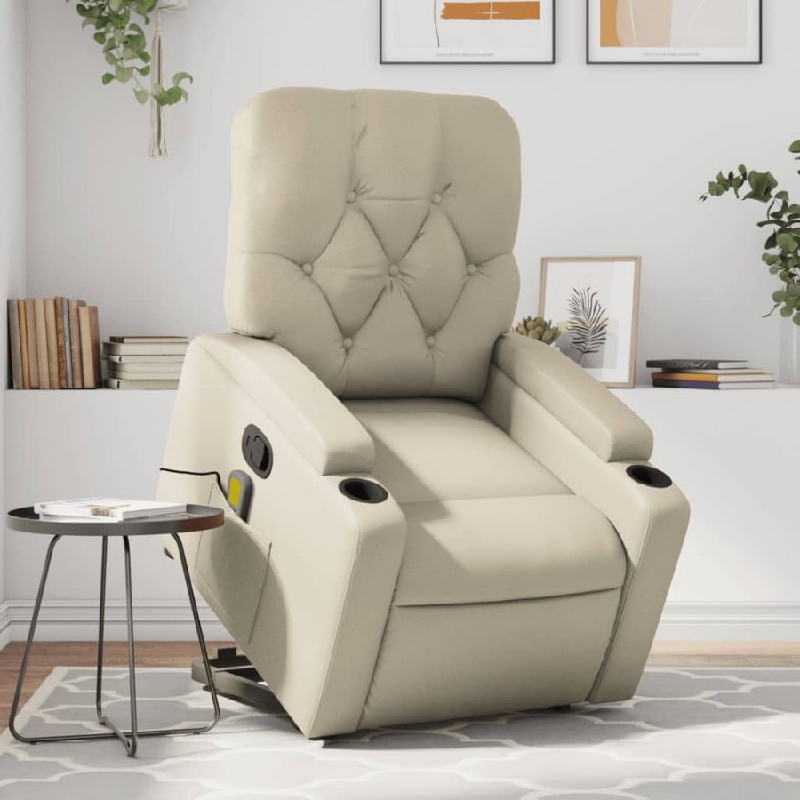 Fauteuil inclinable de massage Crème Similicuir