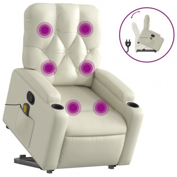 Fauteuil inclinable de massage Crème Similicuir