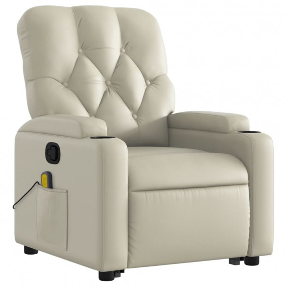 Fauteuil inclinable de massage Crème Similicuir