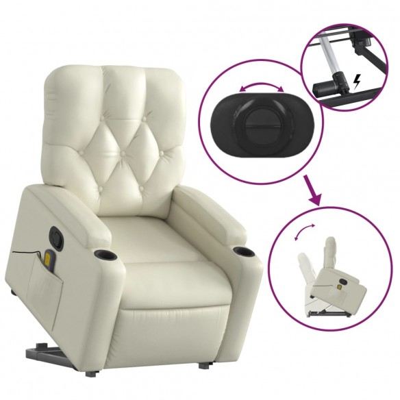 Fauteuil inclinable de massage Crème Similicuir