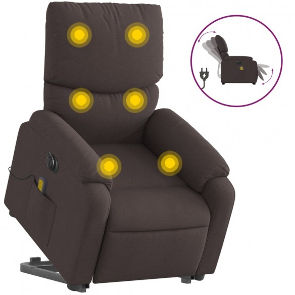 Fauteuil inclinable de massage électrique Marron foncé Tissu