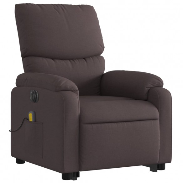 Fauteuil inclinable de massage électrique Marron foncé Tissu